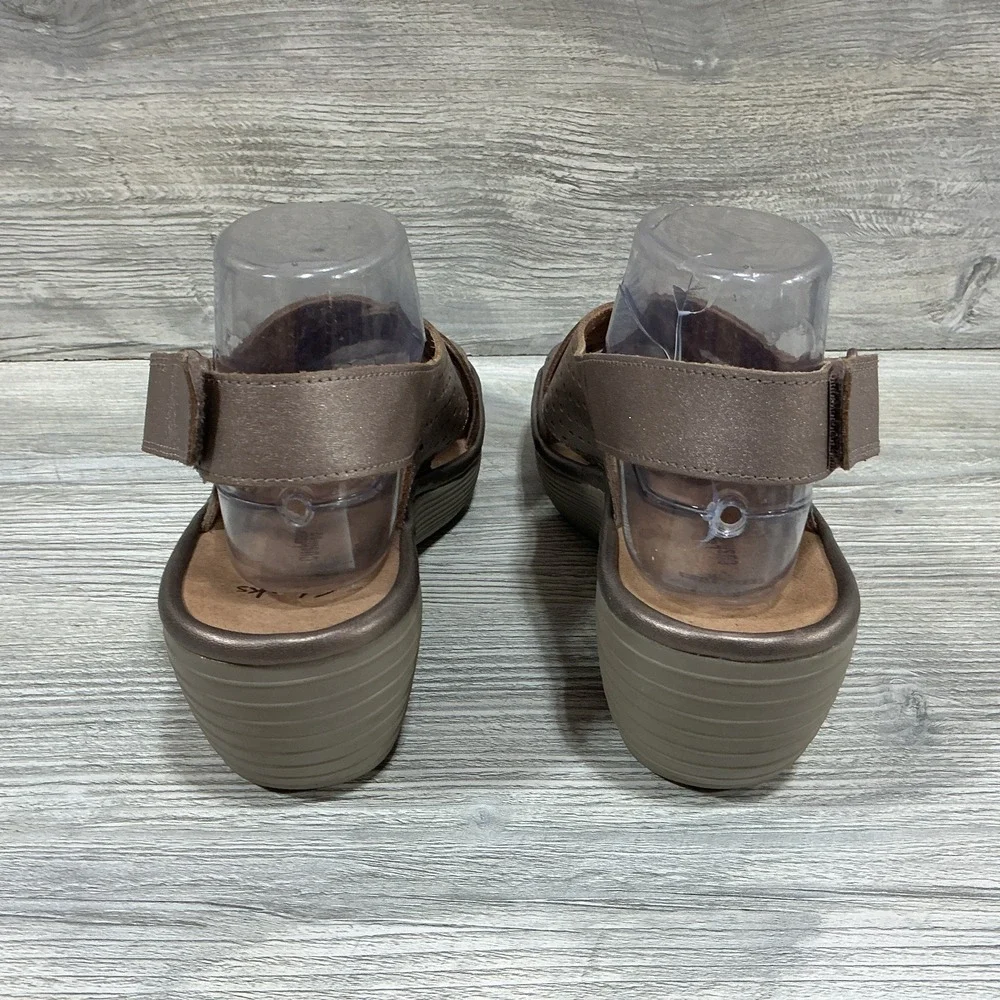 Clarks Reedly Variel Wedge Sandals Metallic Pale Bronze Women's Size 9 M